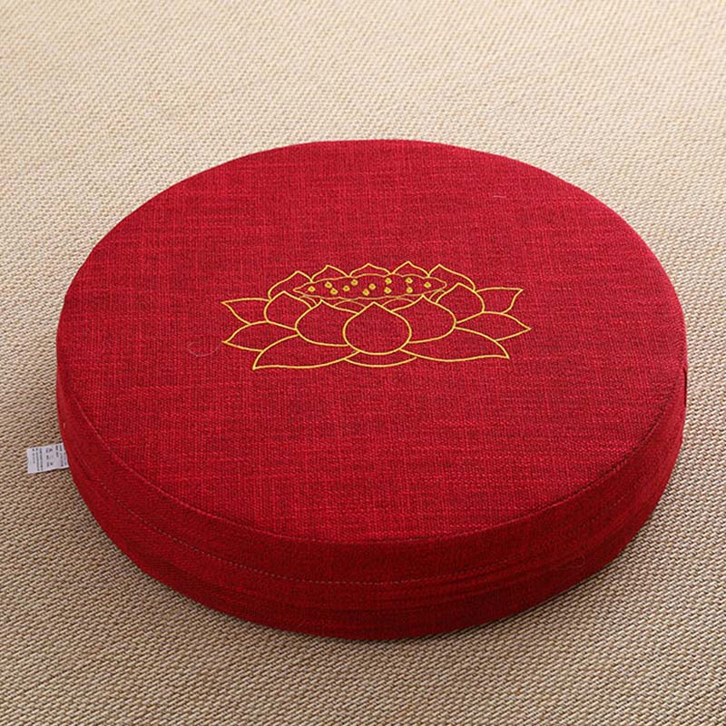 Poduszka do siedzenia do medytacji z haftem z Buddha Stones z lotosu z bawełny i lnu