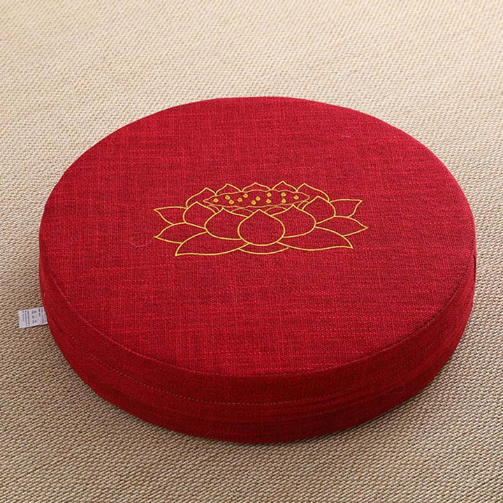 Poduszka do siedzenia do medytacji z haftem z Buddha Stones z lotosu z bawełny i lnu