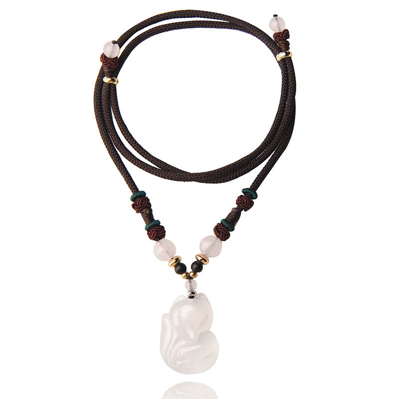 Buddha Stones Chalcedon Lis Różowy Kryształ Koralik Harmonia Naszyjnik Wisiorek