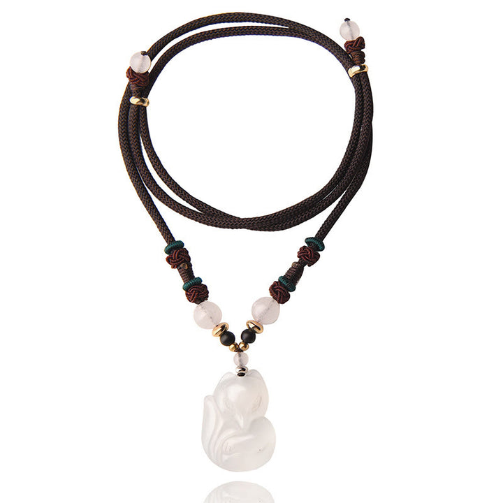 Buddha Stones Chalcedon Lis Różowy Kryształ Koralik Harmonia Naszyjnik Wisiorek
