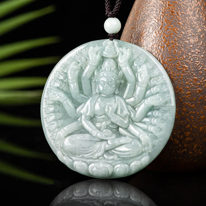 Naszyjnik z jadeitu Kwan Yin Avalokitesvara z tysiąca rąk, z wisiorkiem i błogosławieństwem - image 5