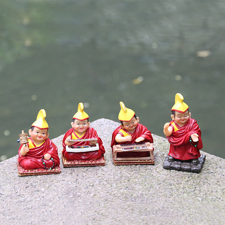 Buddha Stones malowane ręcznie tybetańskie figurki Lamy rzeźbione kreatywne ozdoby do dekoracji domu i biura