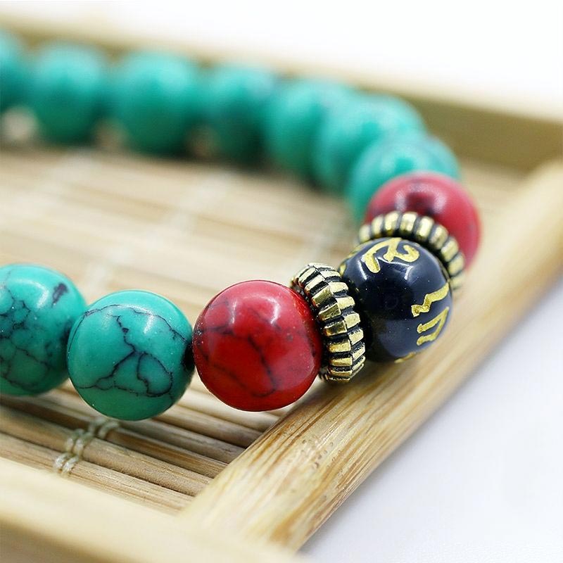 Buddha Stones Tybetański Turkusowy Naszyjnik Oczyszczający Mala