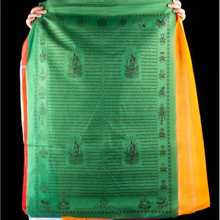 Buddha Stones Tybetańska 5-kolorowa flaga modlitewna Windhorse Happiness Uspicious Outdoor - image 12