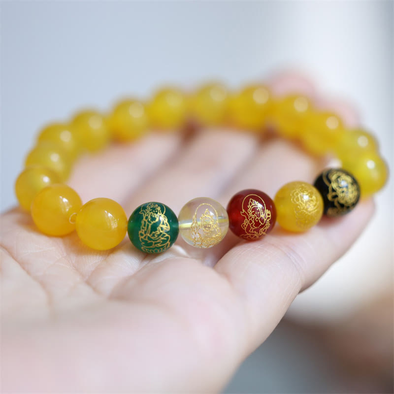 Buddha Stones Pięć Elementów Bóg Bogactwa Różnorodna Bransoletka z Kryształu Agatu Bogactwo
