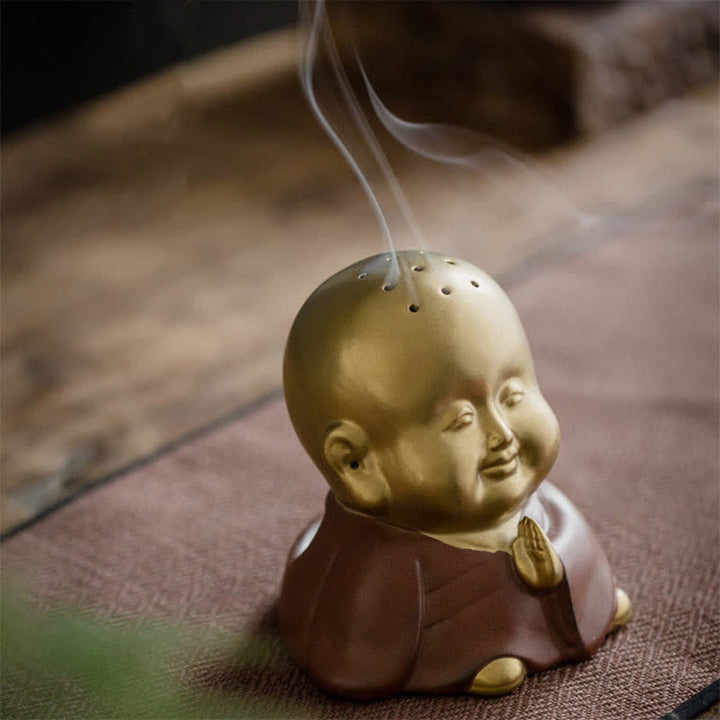 Mały Budda Śmiejący się Budda Ceramiczny uzdrawiający palnik kadzideł