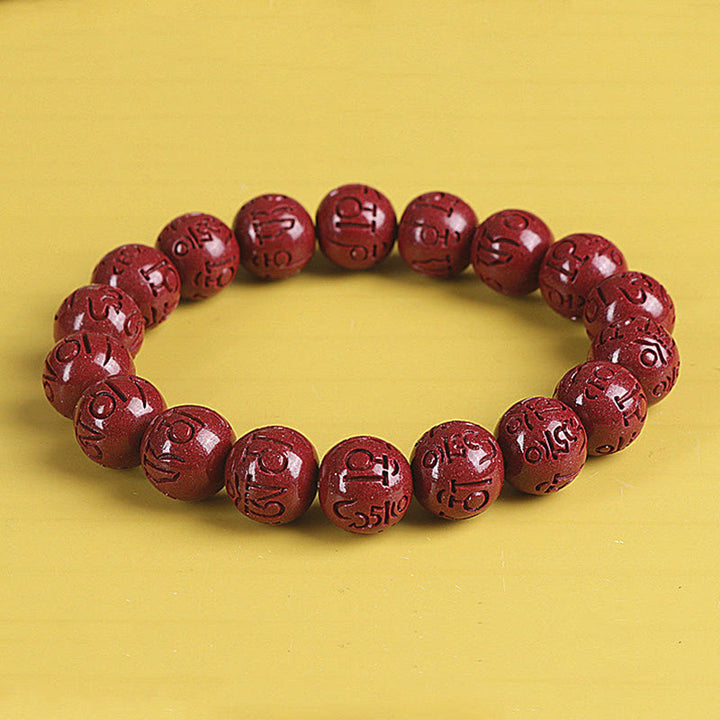 Buddha Stones Naturalne Podwójne PiXiu Cinnabar Om Mani Padme Hum Bogactwo Szczęście Koralikowa Bransoletka