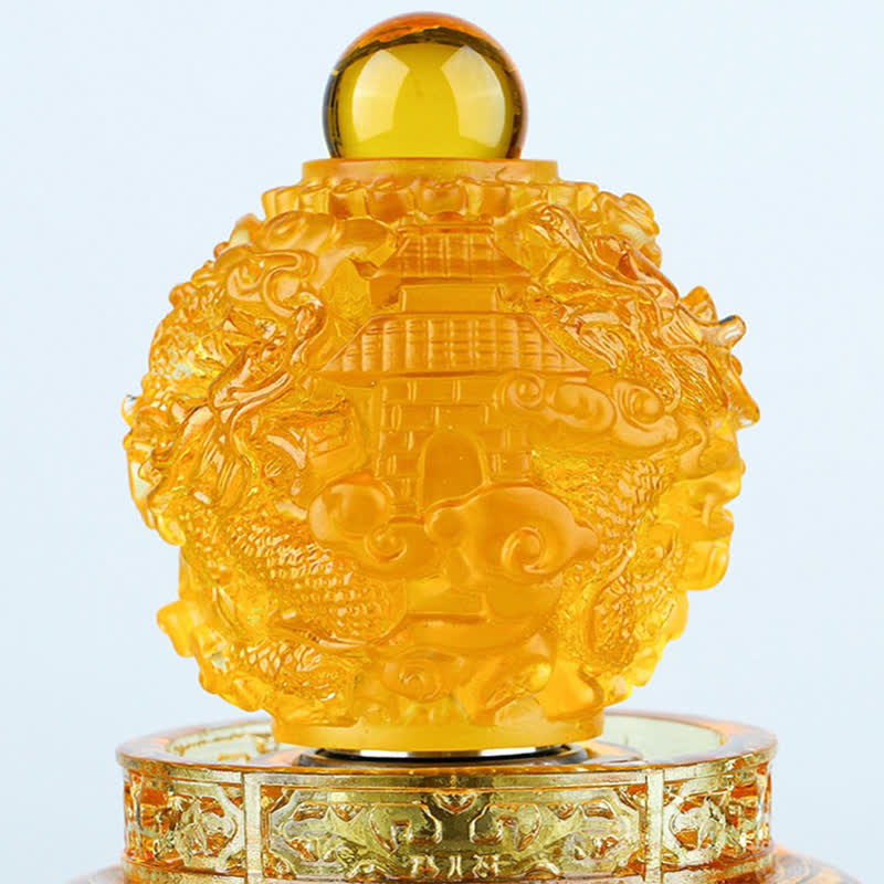 Buddha Stones Feng Shui Pomyślny Smok Ręcznie Robiony Kryształ Liuli Obrotowy Dzieło Sztuki Szczęście Dekoracja Domu i Biura