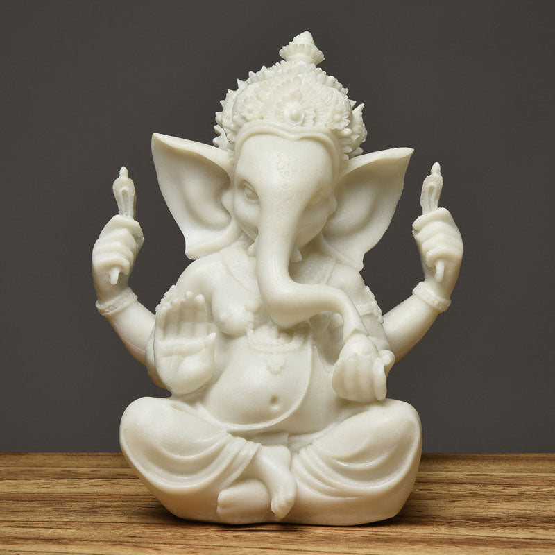 Buddha Stones Ganesh Ganpati Posąg Słonia Bogactwo Błogosławieństwo Dekoracja Domu - Biały - image 8