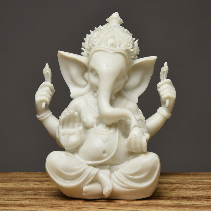Buddha Stones Ganesh Ganpati Posąg Słonia Bogactwo Błogosławieństwo Dekoracja Domu - Biały - image 8