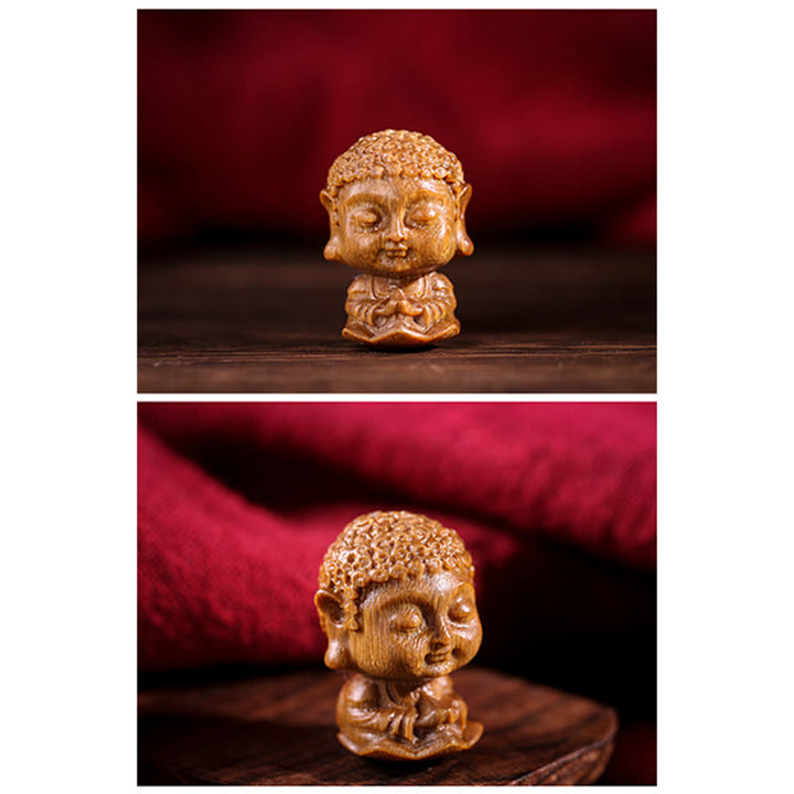 Chiński Zodiak Natal Budda Zielony Sandałowiec Lotos Grawerowany Pozytywny Dekoracja Domu