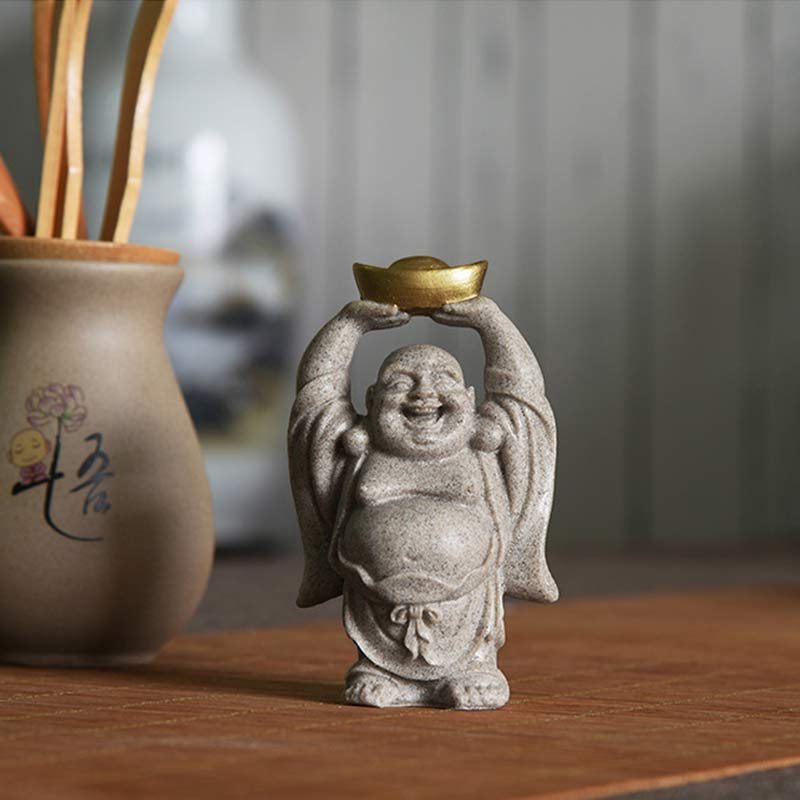 Buddha Stones Śmiejący się Budda Żywica Statua Błogosławieństwo Dekoracja Domu - image 2