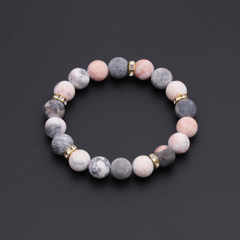 Buddha Stones Lęk Stres Uzdrawiający Kryształ Zebra Jasper Koraliki Bransoletka