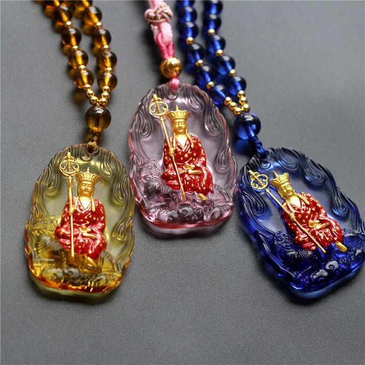 Buddha Stones Ksitigarbha Budda Liuli Kryształowy Amulet Współczucia Naszyjnik Wisiorek - image 4