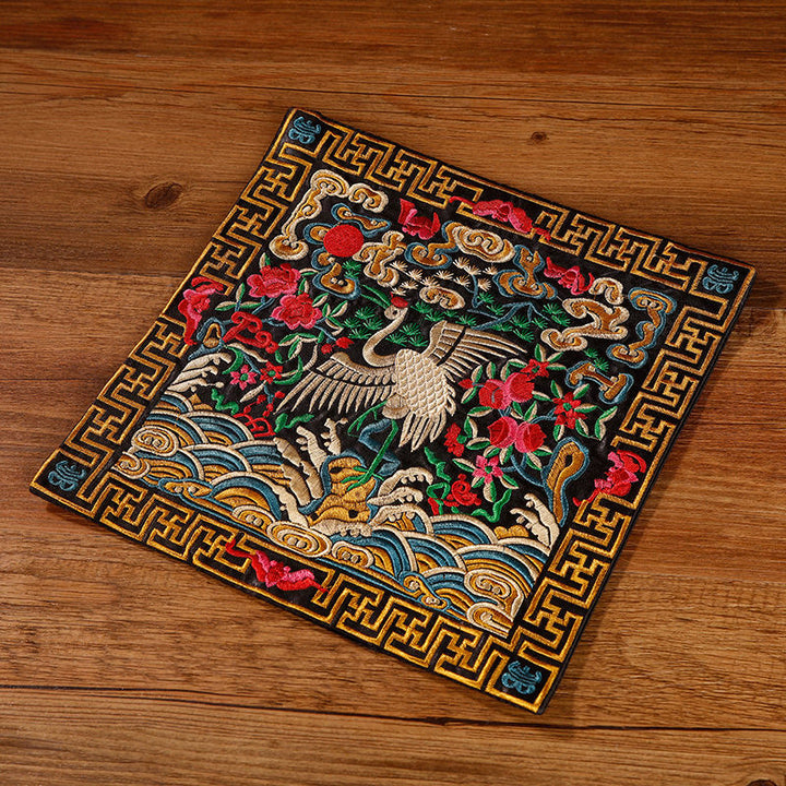 Buddha Stones Feniks Smok Kirin Haftowana Podkładka Pod Kubek Pod Kubek Pod Herbatę Kwadratowa Mata Pod Herbatę Kung Fu