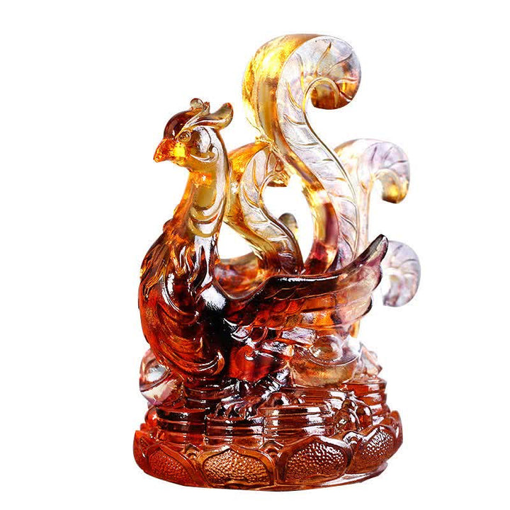 Buddha Stones Feng Shui Cztery Symbole Błękitny Smok Ręcznie Robiony Kryształ Liuli Dzieło Sztuki Dekoracja Domu Biurowego