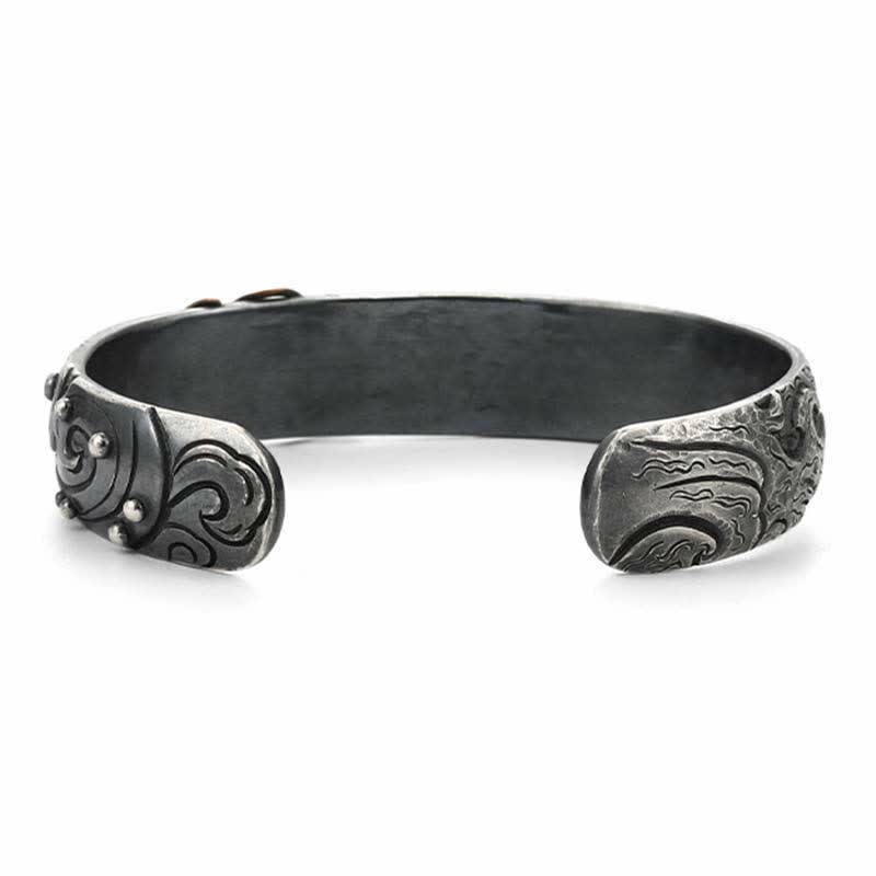 Buddha Stones 999 Srebro Sterling 990 Złoto Ryba Koi Szczęście Bogactwo Sukces Bransoletka Bangle