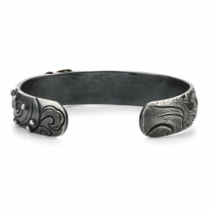 Buddha Stones 999 Srebro Sterling 990 Złoto Ryba Koi Szczęście Bogactwo Sukces Bransoletka Bangle