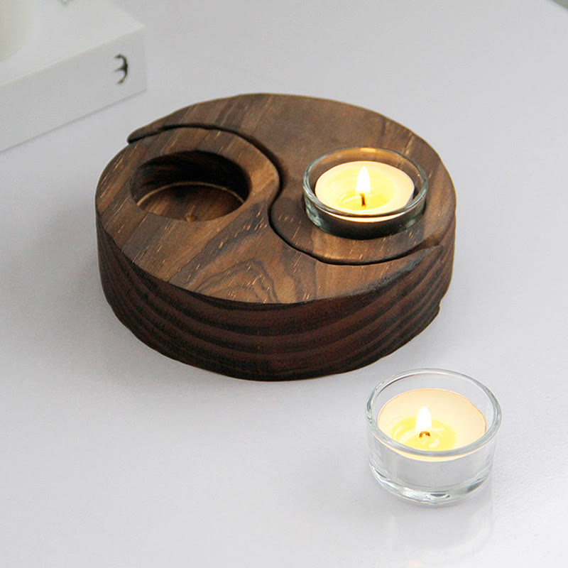 Buddha Stones Yin Yang Drewniany Świecznik Medytacja Rytuały Użyj Przedmiotów