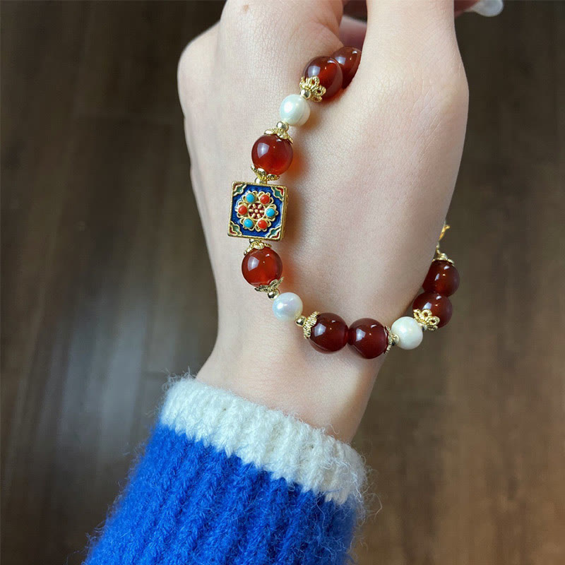 Buddha Stones Red Agat Pearl Confidence Self-accepting