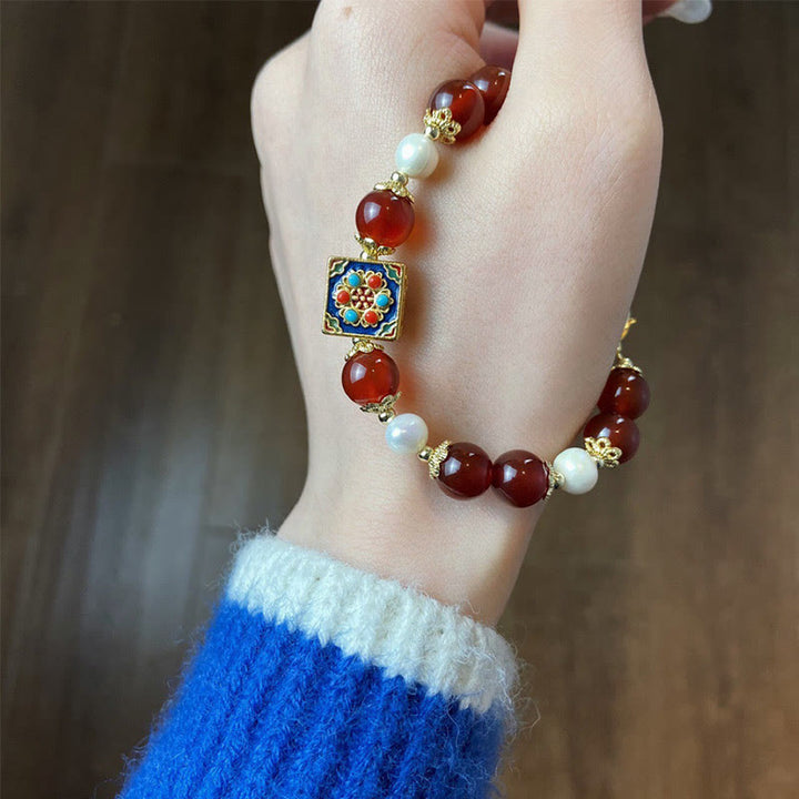 Buddha Stones Red Agat Pearl Confidence Self-accepting