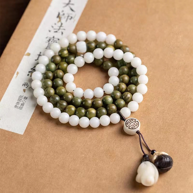 Bransoletka kojąca Buddha Stones Natural Green Sandalwood Bodhi Seed