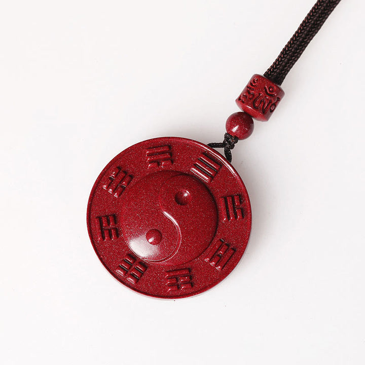 Buddha Stones Cynober Yin Yang Bagua Błogosławieństwo Naszyjnik Wisiorek - image 6