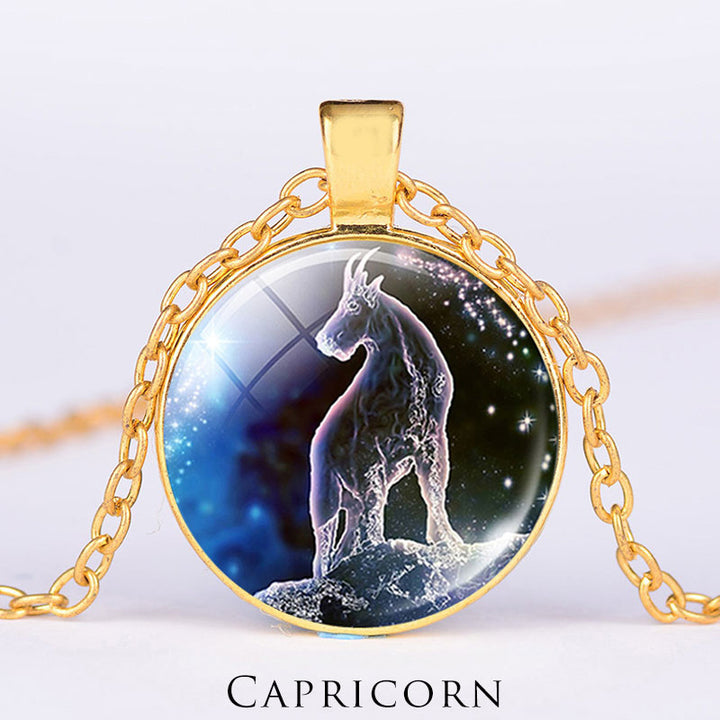 12 konstelacji zodiaku Księżyc Gwiaździste niebo Ochrona Błogosławieństwo Naszyjnik Wisiorek