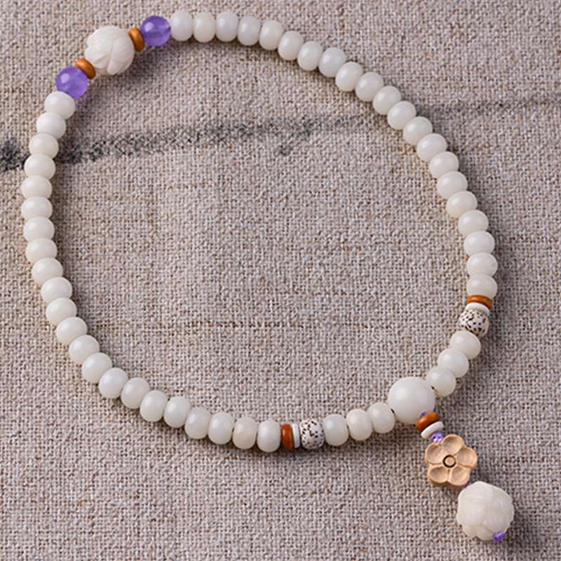Bransoletka z białego jadeitu Bodhi Lotus z Buddha Stones