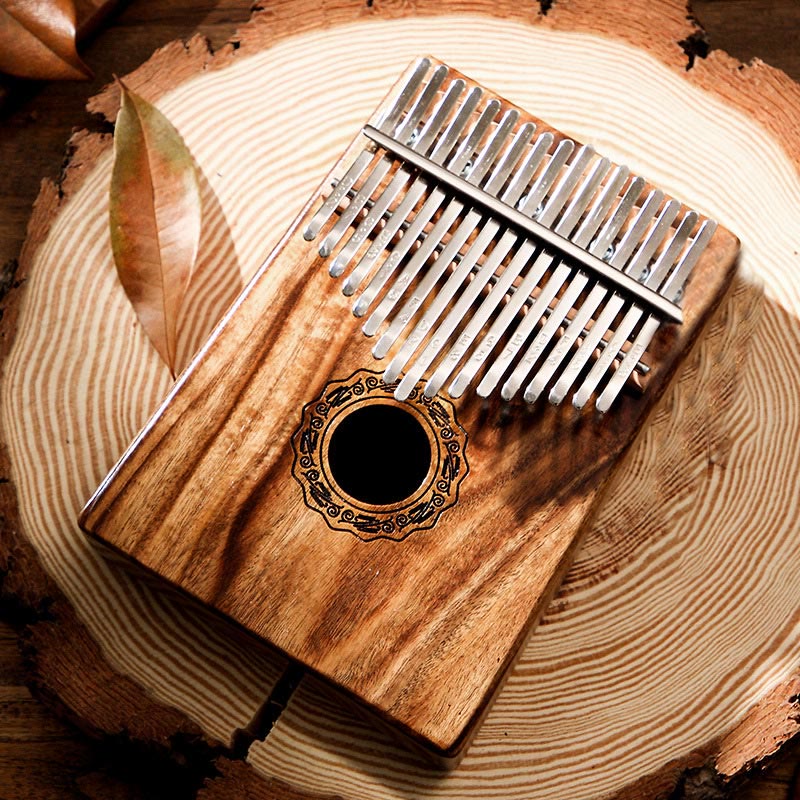 Kalimba z Buddha Stones 17 klawiszy Pianino kciukowe Drewno mahoniowe Akacja Orzech Przenośne pianino palce