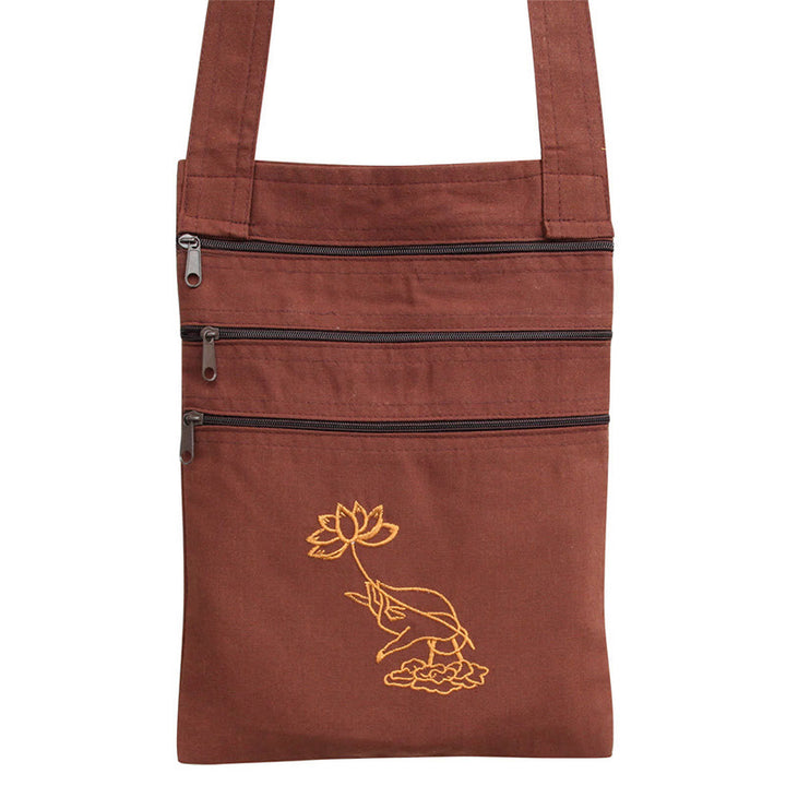 Spiritual Mind Practice Lotus Haftowana bawełniana torba na ramię Torba typu crossbody