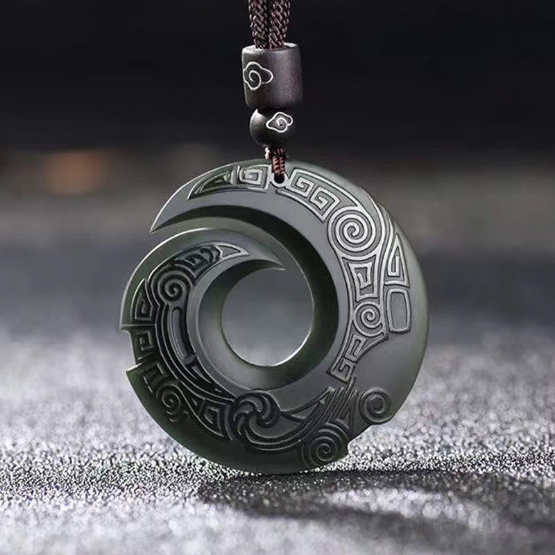 Buddha Stones poprawiają szczęście projekt patern hetian cyjan jadeit klamra pokoju naszyjnik szczęście wisior - image 1