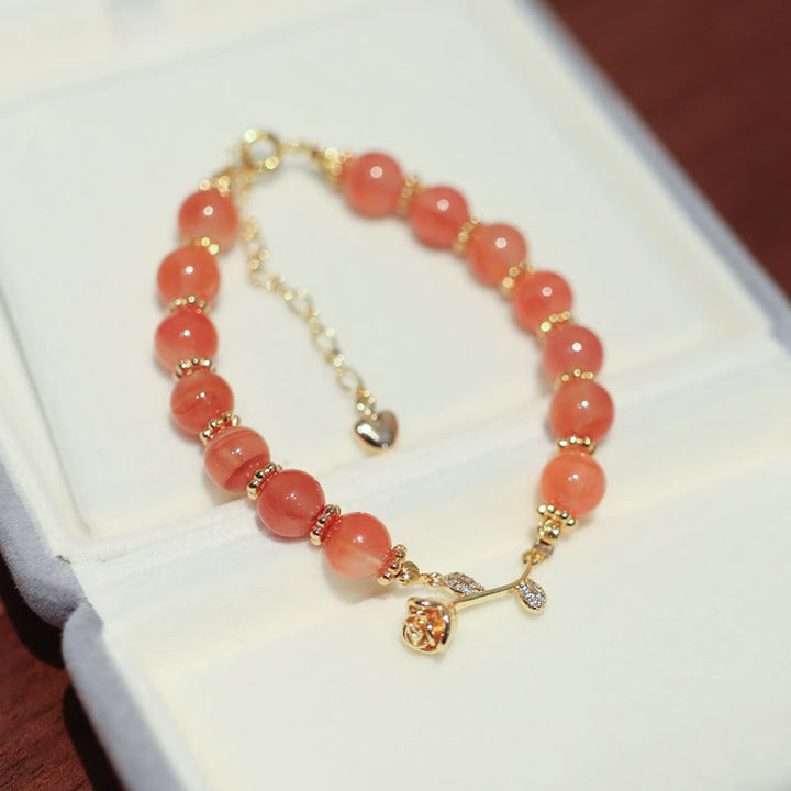Bransoletka z naturalnego czerwonego agatu Buddha Stones Rose Confidence Calm Chain