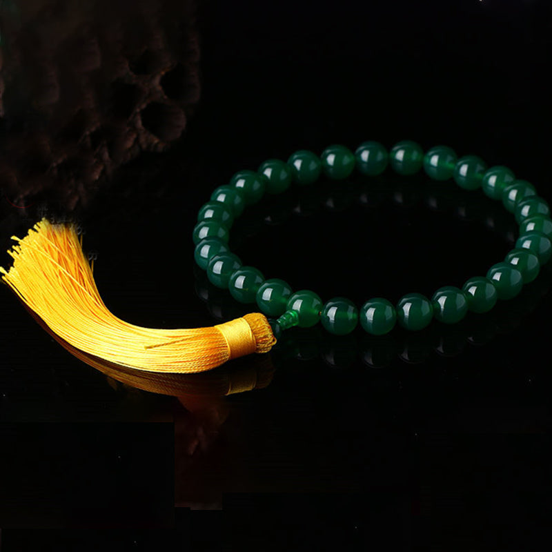 Buddha Stones Naturalny Zielony Agat Mala Nadgarstek Moc Frędzle Kieszonkowa Mala Dekoracja Samochodu