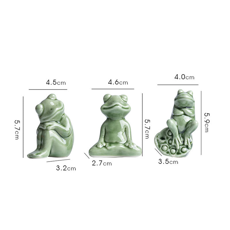 Buddha Stones Mini Mała Medytacja Lotos Spoczywająca Żaba Ceramiczna Bogactwo Szczęście Dom Herbata Figurka Dekoracja