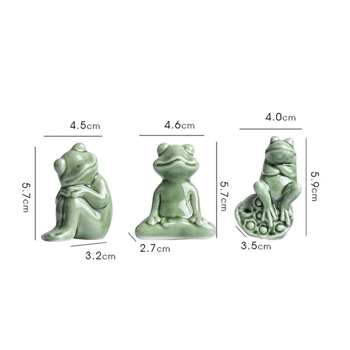 Buddha Stones Mini Mała Medytacja Lotos Spoczywająca Żaba Ceramiczna Bogactwo Szczęście Dom Herbata Figurka Dekoracja