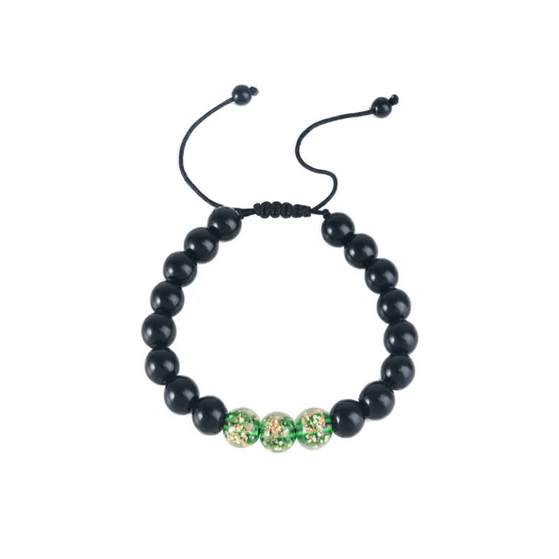 Bransoletka Buddha Stones Black Obsidian Luminous Glowstone Strength