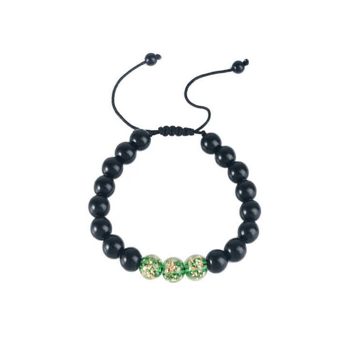 Bransoletka Buddha Stones Black Obsidian Luminous Glowstone Strength