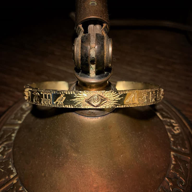 Buddha Stones Oko Horusa Ochrona Miedziana Bransoletka Mankietowa Bangle