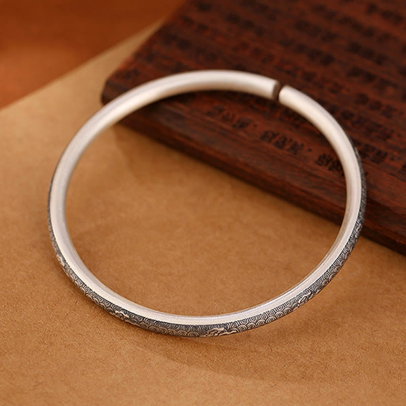 Buddha Stones Vintage 999 Srebro Sterlingowe Pomyślny Projekt Chmur Bransoletka Szczęścia Bangle - image 4
