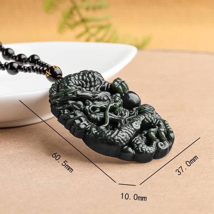 Buddha Stones Hetian Cyan Jade Dragon Naszyjnik Sukces Harmonia Koralikowy Wisiorek Sznurkowy - image 11