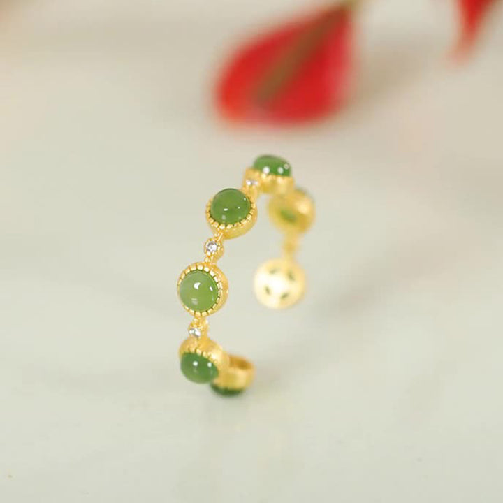 Pierścionek regulowany Buddha Stones Cyan Jade Healing Calm - image 1