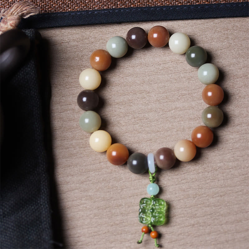 Buddha Stones Naturalne Wielokolorowe Gradientowe Nasiona Bodhi Liuli Szklana Bransoletka z Urokiem Pokoju