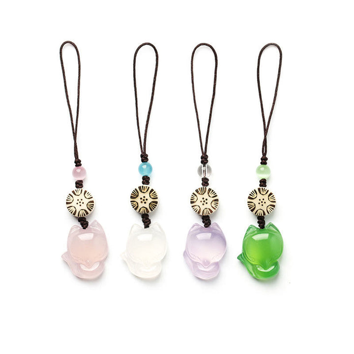Naturalny Chalcedon Fox Harmony Telefon Wiszący Dekoracja