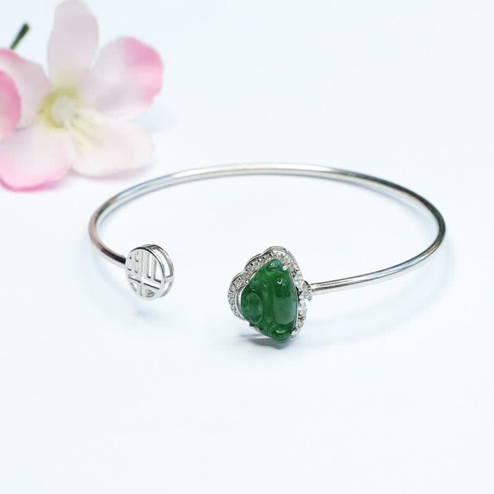 Bransoletka z Buddha Stones 925 ze srebra próby 925 z jadeitu z motywem śmiejącego się Buddy