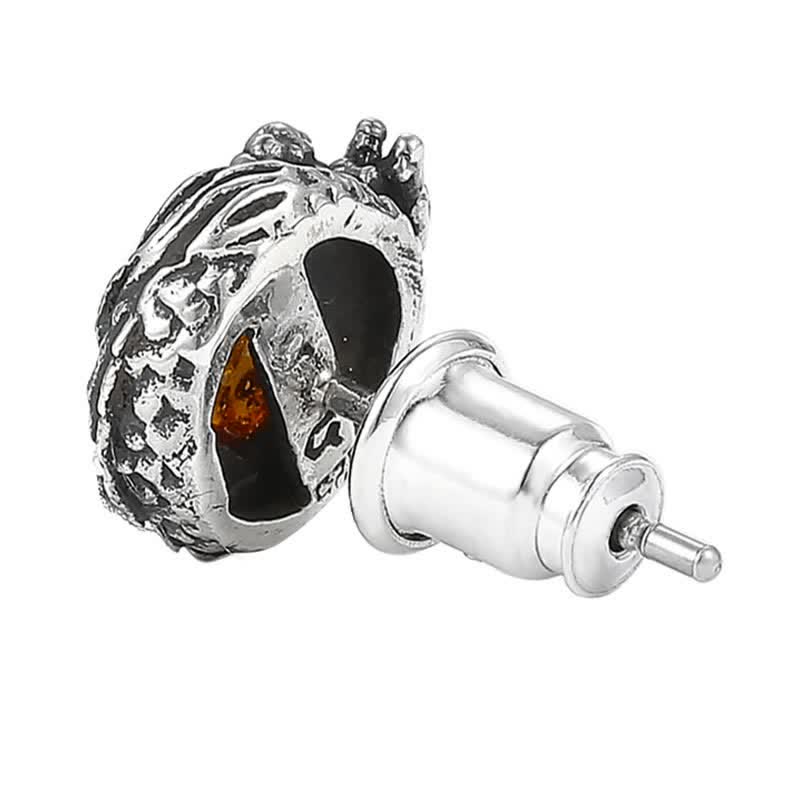 Buddha Stones 925 Srebro Sterling Naturalny Bursztyn Smok Sukces Ochrona