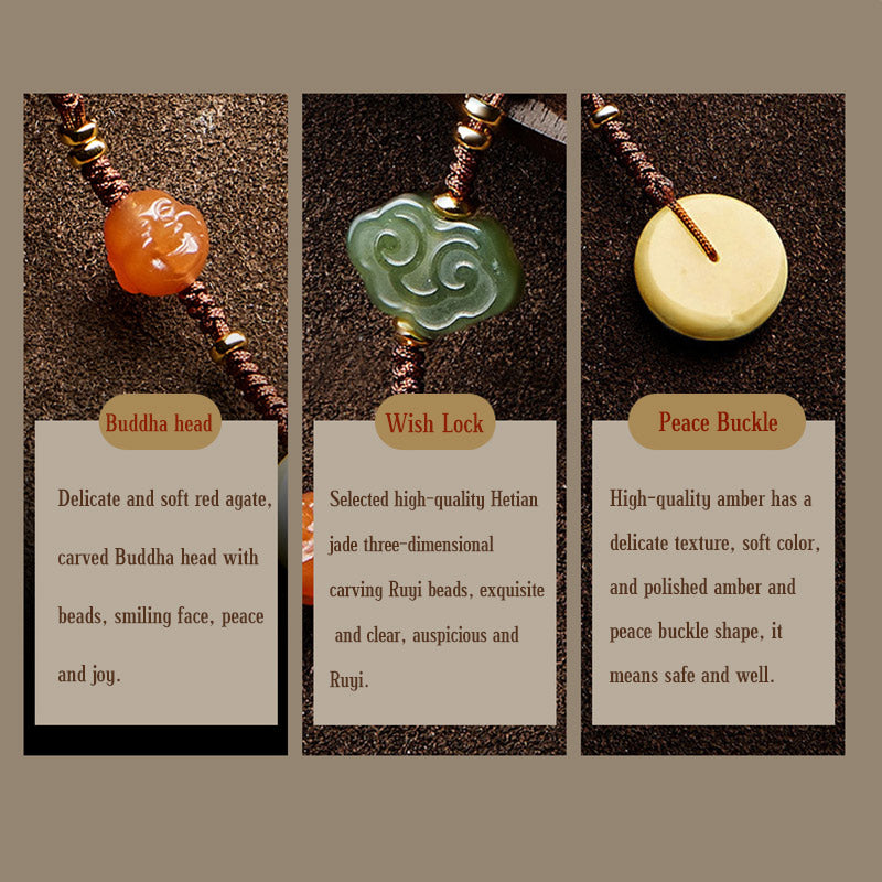 Buddha Stones 108 Mala Beads Cyan Jade Red Agat Bransoletka Szczęścia Śmiejącego Się Buddy