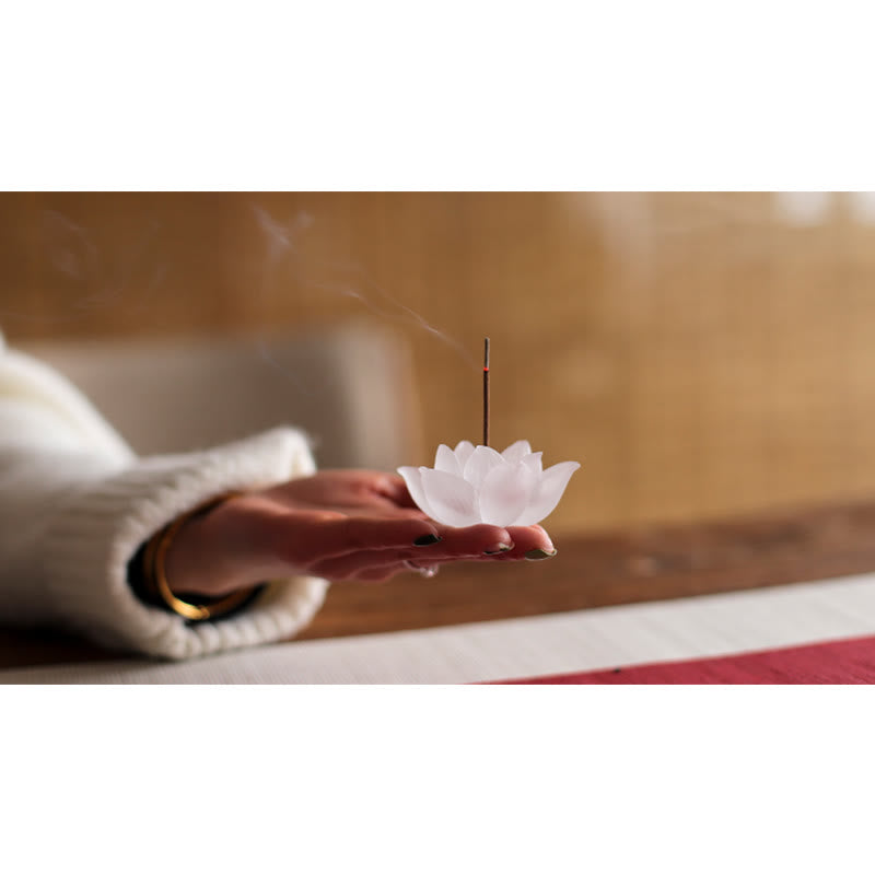 Buddha Stones Mini Lotus Liuli Kryształ Uzdrawiająca Medytacja Kadzidełko Palnik