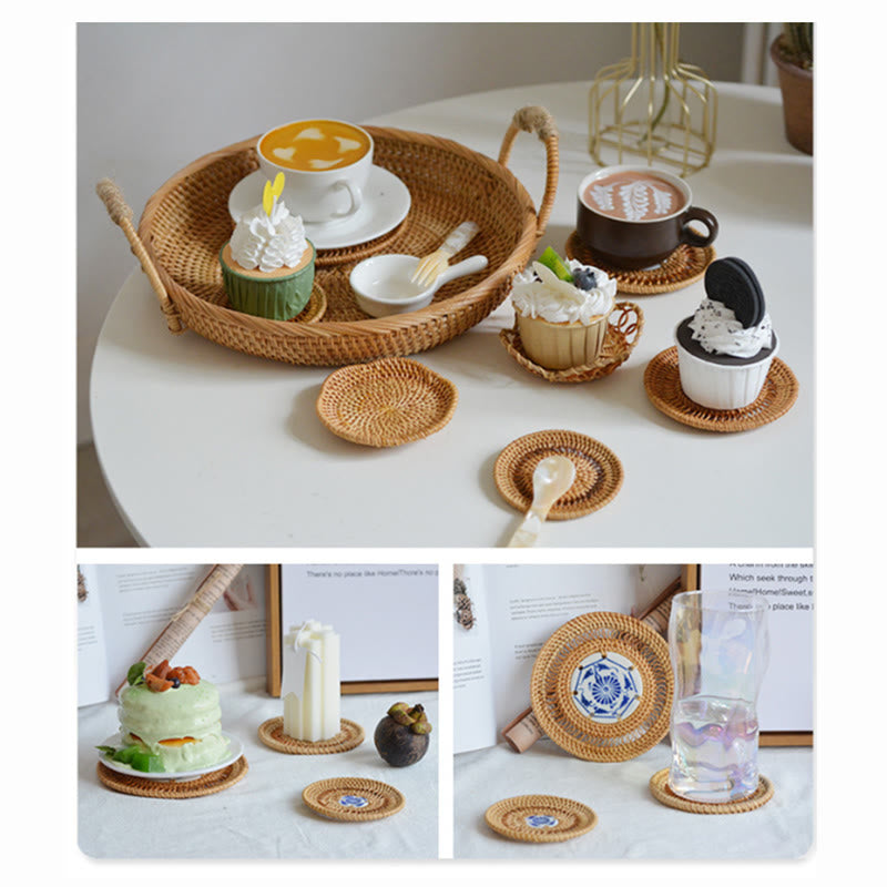 Ceramiczny Kwiatowy Wzór Rattanowy Podkładka Pod Kubek Pod Filiżankę - image 6