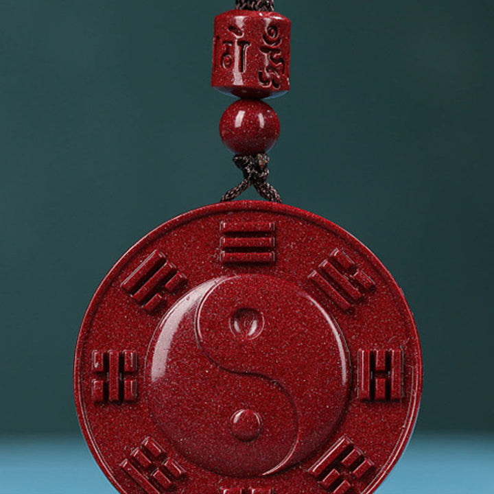 Buddha Stones Cynober Yin Yang Bagua Błogosławieństwo Naszyjnik Wisiorek - image 4